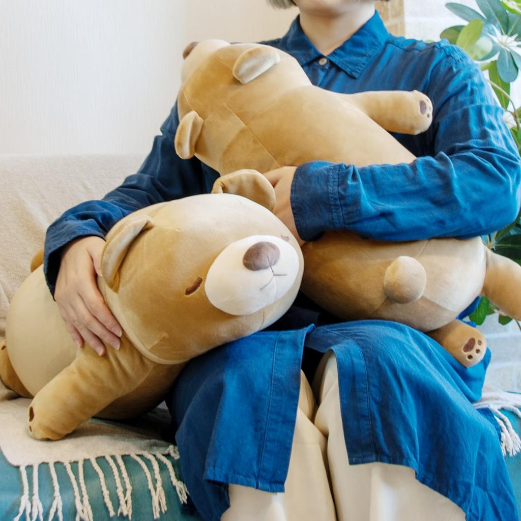 Livheart Körperkissen Premium Nemunemu Tiere Maron der Bär Größe M Länge Flauschiges und Quetschbares Plüschtier Körperkissen Geschenk (Gesamt 54cm) 48908-30