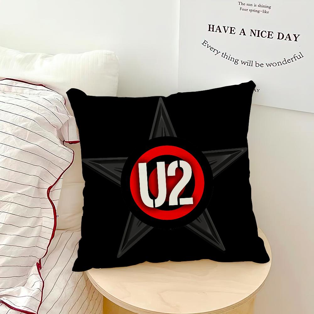 Rock U-U2 Band Music Pillow Case Sofa Living Room Bedroom Headboard Backrest Cushion Square Cushion Nap Time