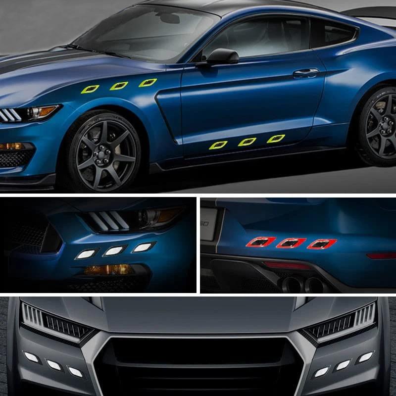 6 Stück/Set Auto Reflektierende Kohlefaser Stoßstangenleisten Sicherheitswarnband Sicherheitswarnaufkleber Auto Moto Außenzubehör