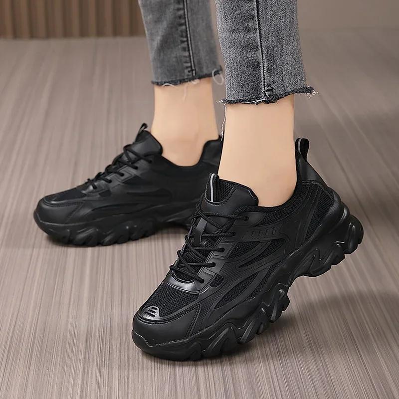 Women Breathable Sports Fitness Casual Sneakers Fashion All-Match Thick Bottom Running Shoes Ladies Non-Slip Dad jogging Shoes