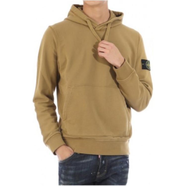 STONE ISLAND Ss23 Logo Patch Drawstring Hooded Pullover Long Sleeve Sweatshirt Men Sweatshirt Ginger-Yellow 101564151-V0098