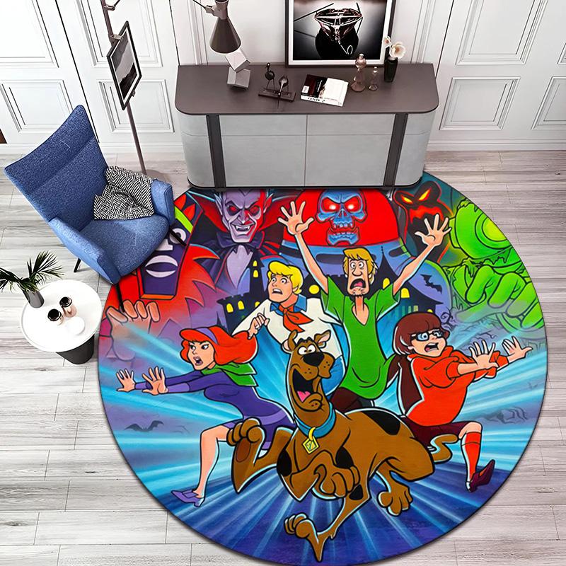 Halloween Supernatural Comedy Adventure Movie Scooby-Doo Round Carpet Soft Home Decoration Corridor Table and Chair Anti Slip Outdoor Floor Mat Rug 16