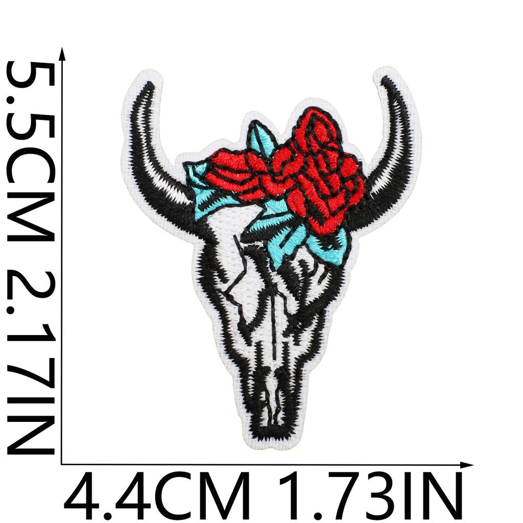 52 Pezzi Stoffa Ricamata Mista Tema Western Denim Adesivo Stile Punk Teschio Patch Adesivo Decorazione Vestiti Cactus