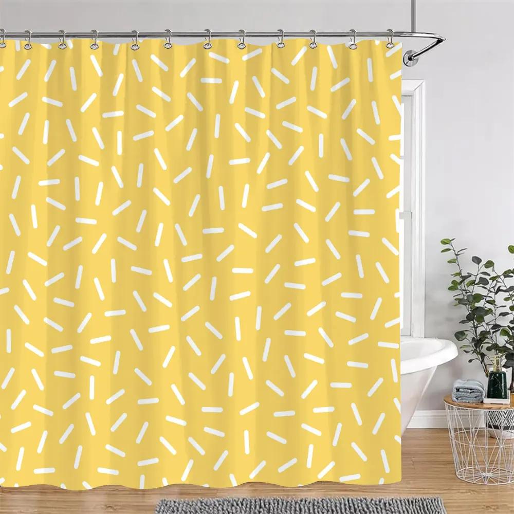 Perdea de duș cu buline, linie geometrică, colorată, culoare solidă, simplă, modernă, poliester, lavabilă, perdele de duș, decor pentru baie