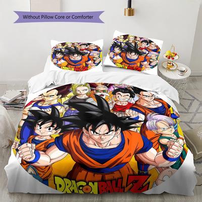 Son Goku Muster Bettwäsche, Steppbett Set Bettbezug Kissenbezug Zuhause Geburtstagsgeschenk (1 Bettbezug + 2 Kissenbezüge, ohne Füllung)