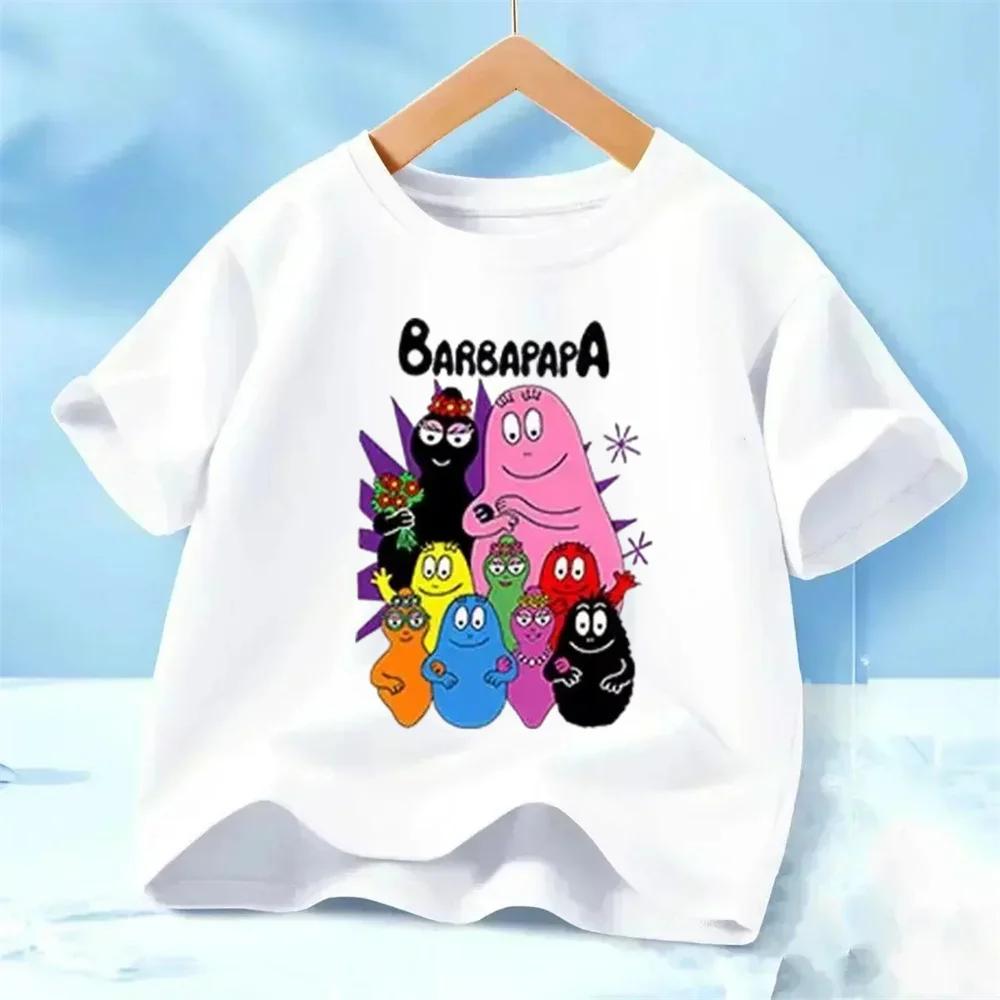 Summer New Product Barbapapa Shortsleeved Tshirts Shorts Childrens Luxury Tops Comfortable Shorts Casual Pure Cotton