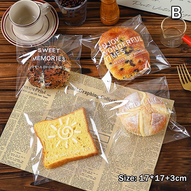 Cartoon Bread Storage Bags Self-Sealing Clear Plastic Packaging Bags For Sliced Bread Donuts Bagels Buns Resealable Bakery