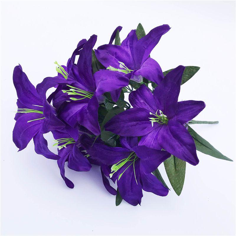 Elegant 45cm 10 Heads Artificial Stargazer Lilies Chic Silk Flower Bouquet For Weddings