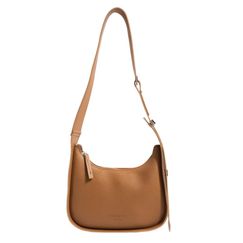 Spring texture bag women's 2025 new fashion simple casual large capacity shoulder bag solid color messenger bag