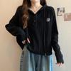 Women's Plus Size Hooded Long Sleeve Button T-Shirt - Loose Fit, New Korean Style for Spring/Autumn 2025
