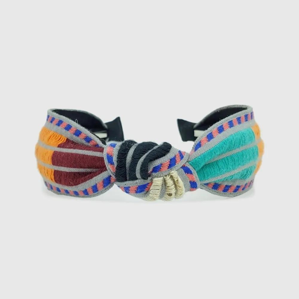 Lala Ethnic Striped Hairband Gray LALAH208 3306180