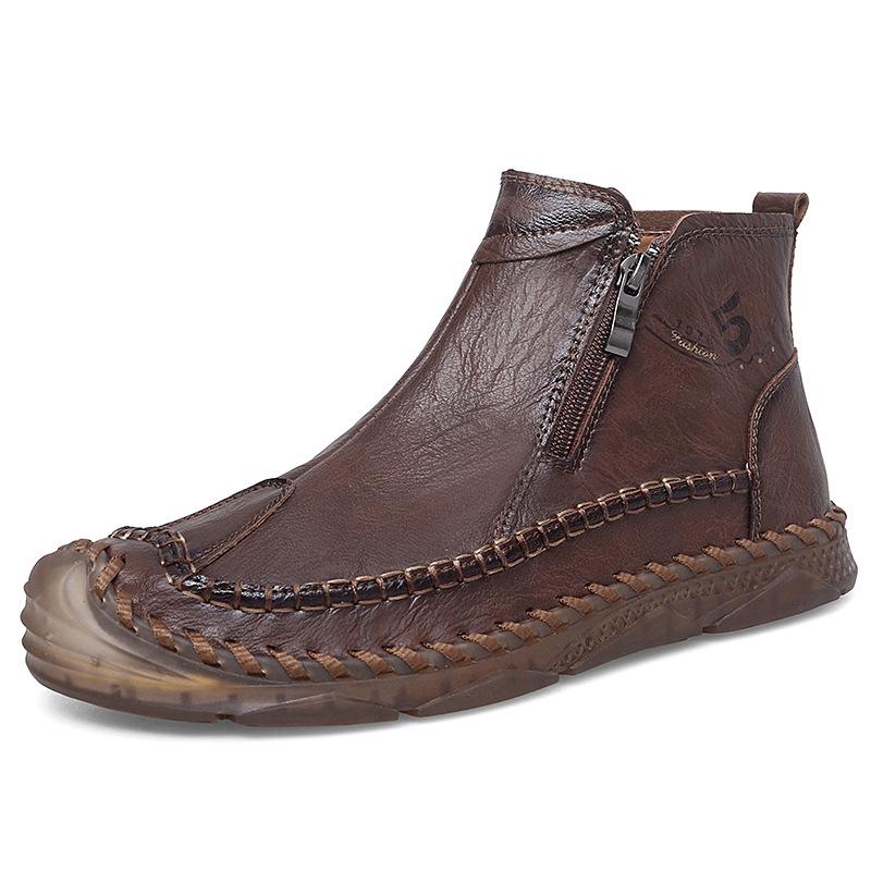 Men s Plus Size Non-slip Mid-top Hand-stitched Microfiber Casual Shoes 47