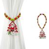 Boho Style Christmas Curtain Ties Reusable Beaded Wooden Bead Curtain Holdbacks Colorful Cartoon Curtain Tiebacks