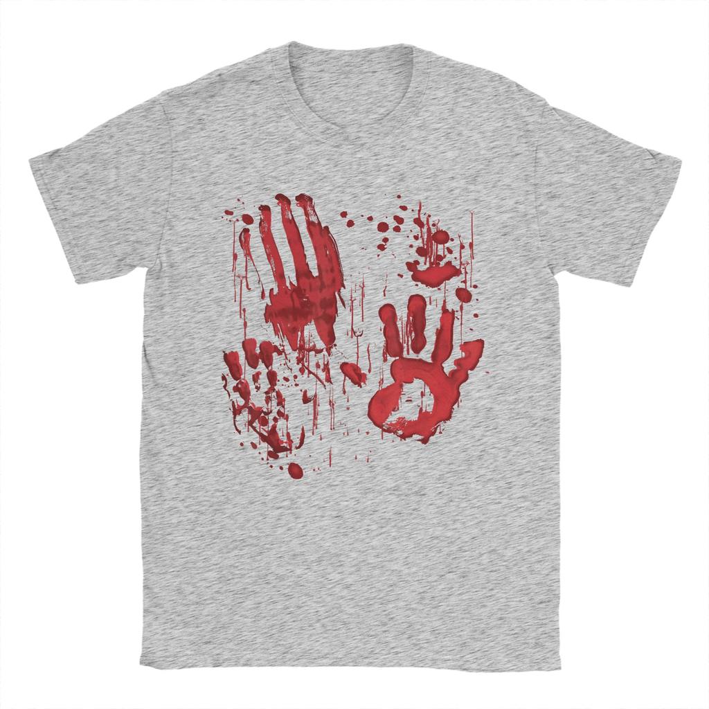 Bloody Hands Blood Splatter Zombie Men T Shirt Handprints Tees Short Sleeve Crew Neck T-Shirts 100% Cotton New Arrival Clothes