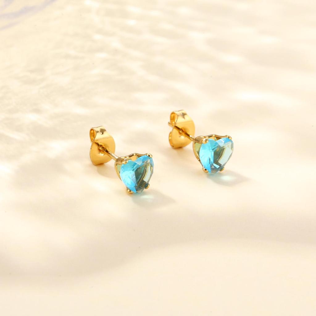 Elegant Stainless Steel Heart Zircon Stud Earrings, Light Luxury & Versatile Design.