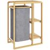 Laundry Basket with Removable Bag and Slatted Bamboo Shelves, 50x32x70 cm, Grey
