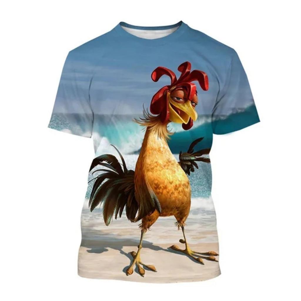 Summer Men's New Cute Chick Pattern T-Shirt, Fashionable Casual Fun Streetwear, Breathable Plus-Size Crew Neck Top