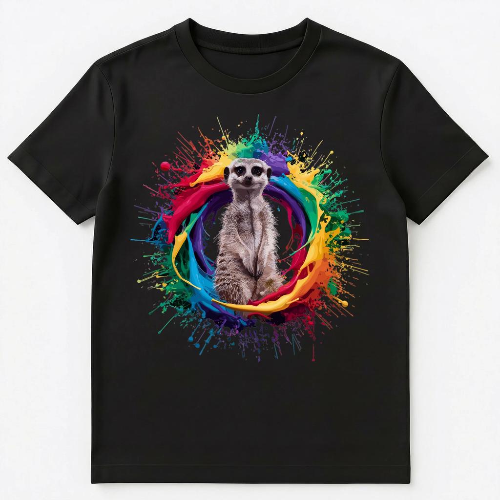 Colorful Paint Splash Meercat Art Graphic Unisex T-Shirt