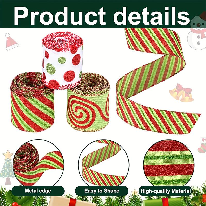One Roll Christmas Christmas Diy Christmas Tree Decoration Silk Ribbon 6.3Cm Wide