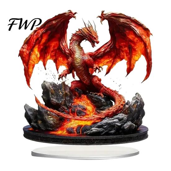 Clear Acrylic Display Ornament Fantasy Dragon Statue, Gothic Tabletop Figurine, Mythical Detailed Scale Collectible Desktop for Office Bedroom Gaming