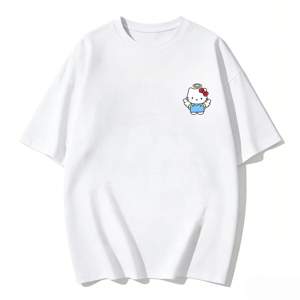 2026 new Summer HelloKitty Cute Graphic Tee Casual Short Sleeve Cotton Top for Women Girls Kawaii Cartoon Print Streetwear