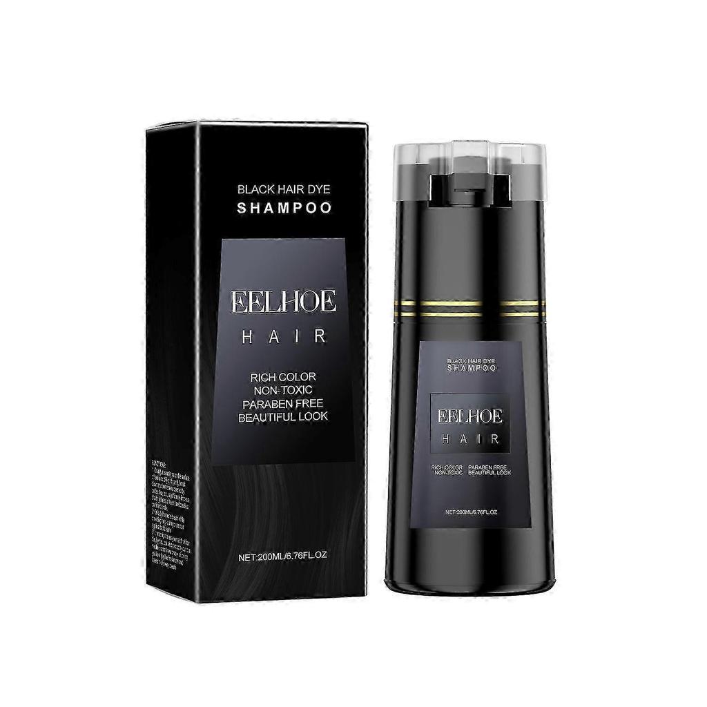 25-26 1-6pcs EELHOE Plant-Based Multi-Color DIY Hair Dye Shampoo Gentle Coloring Hair Care 200ml - Black