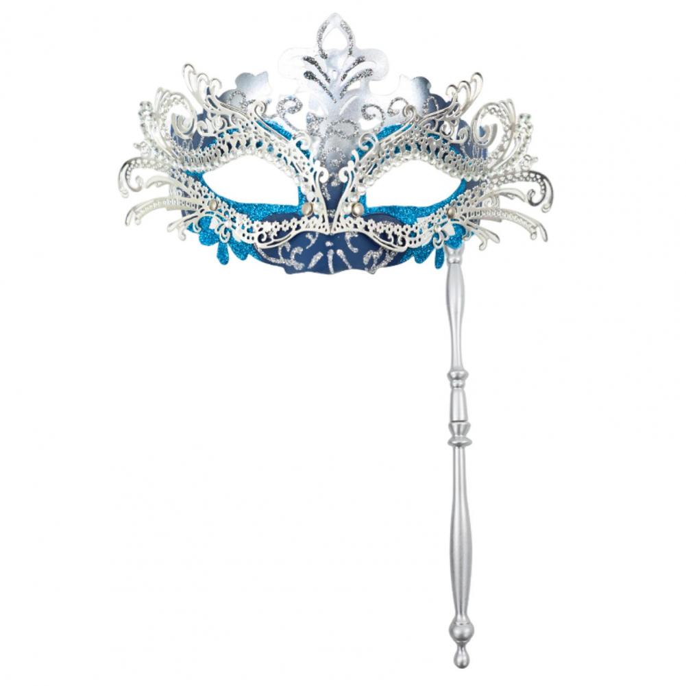 Fancy Dress Party Eyewear Mask Metal Handheld Stick Half Face Venetian Masque Rhinestones Women Mask Prom Ball Masquerade