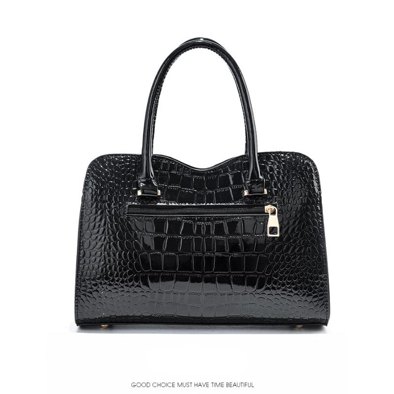 Fashion Women Handbags Tassel PU Leather Totes Bag Top-handle Embroidery Bag Shoulder Bag Lady Simple Style Crocodile Pattern
