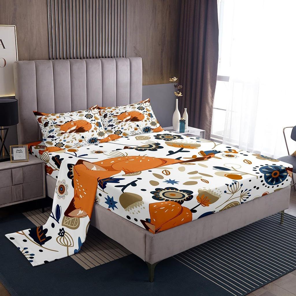 Cute Cartoon Ghost Pattern Bed Hat Four-piece Bedding Set Bedroom Dormitory Bedding Decoration