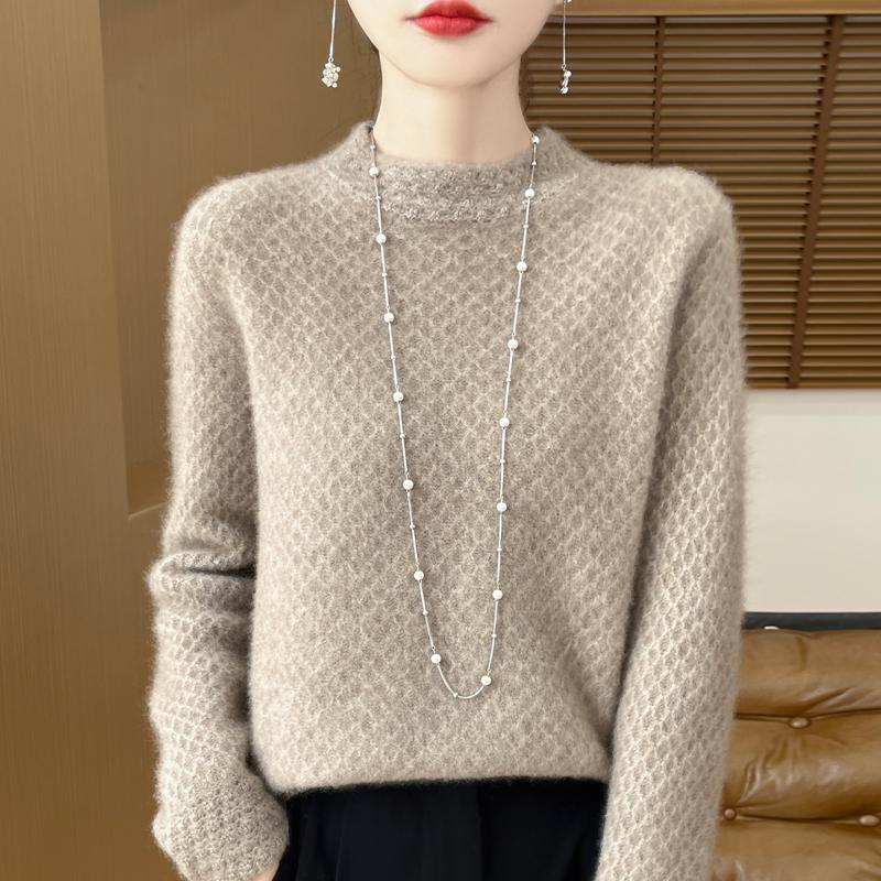 Women's Cashmere Sweater Qinghe Cashmere 30% Cashmere 70% Wool Autumn and Winter Pullover Warm and Fashionable