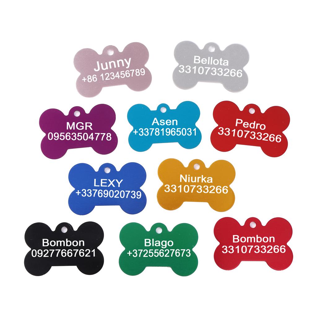 Bone Shaped Pet ID Tag Personalized Dog Cat Name Tags Anti-lost Free Engraving Collar Pendant Bone for Small Medium Large Pet