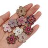 100PCS 2 Holes Flower Wooden Buttons Flat-back Sewing Button Clothing Button  Clothing Sewing