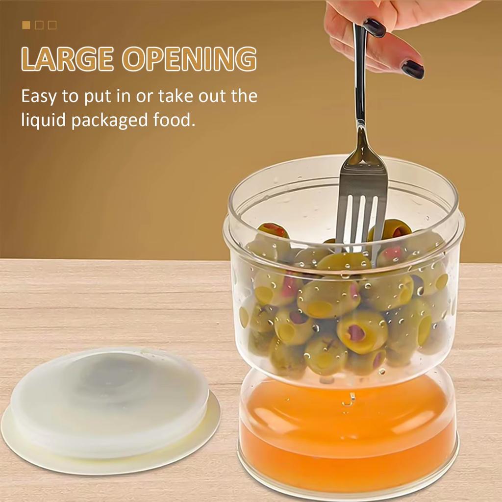 Sealed Jar for Pickle Home Wet and Dry Separation Pickle Jar with Flip Container and Strainer Hourglass Design Olives Container