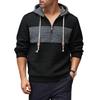 Men's Plaid Color Block Hoodie Long Sleeve Pullover Casual Athletic Sweatshirt