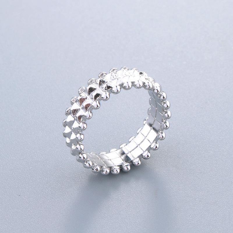 Double row rhombus ins wind women s bracelet ring glossy retro set