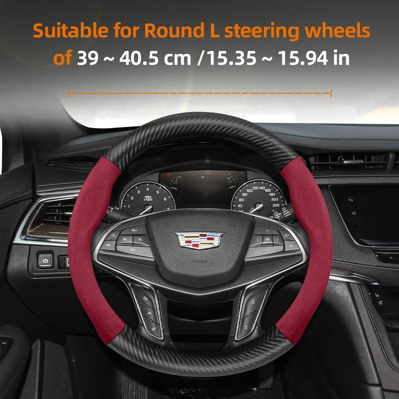 Para Cadillac Funda de Volante de Fibra de Carbono y Gamuza Compatible con ESCALADE ESV CT4 CT5 CT6 XT4 XT5 XT6 LYRIQ ATS CTS SRX XLR