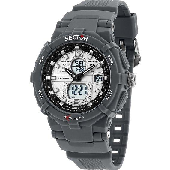 Sector Ex-09 Silikonarmband Silbernes Zifferblatt Quarz R3251296003 Herrenuhr