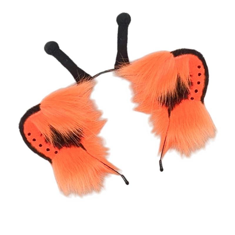 Furry Faux Furs Cats Ears Headbands Foxes Tail Animal Cosplay Costume Plush Alien Creature Costume Accessory for Roleplay Looks, Cosplay Gatherings,