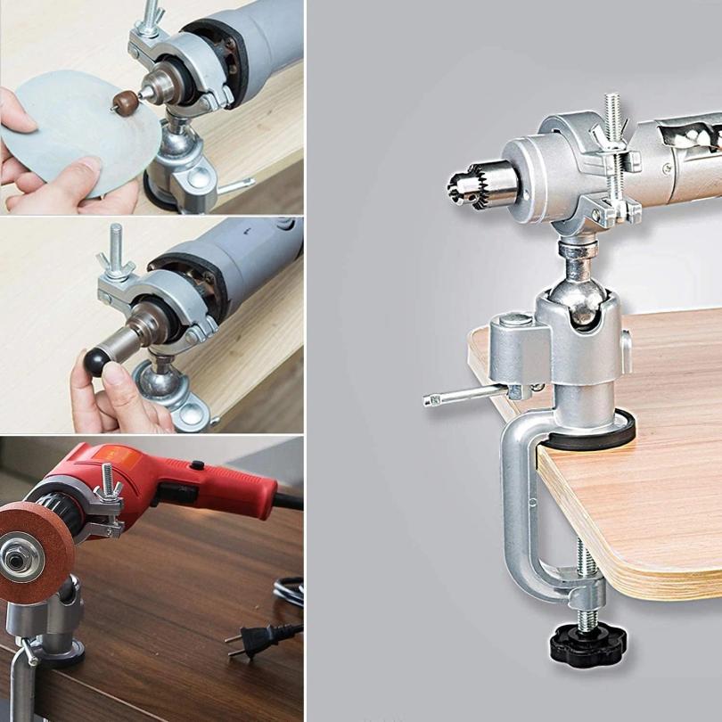 360°Table Swivel Vise Woodworking Grinder Tool Accessory Electric Drill Stand Holder Aluminium Alloy Bracket Table Vise