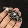 Evil Eye Moroccan Mud Crack Fossil Copper Wire Wrapped Pendant Gemstone Jewelry Handmade Pendant Rainbow Moonstone Pendant Evil Eye Jewelry