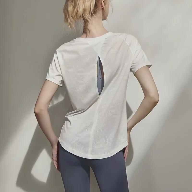 Damska letnia koszulka z krótkim rękawem do jogi i pilatesu - Luźny, oddychający T-shirt do biegania i fitnessu