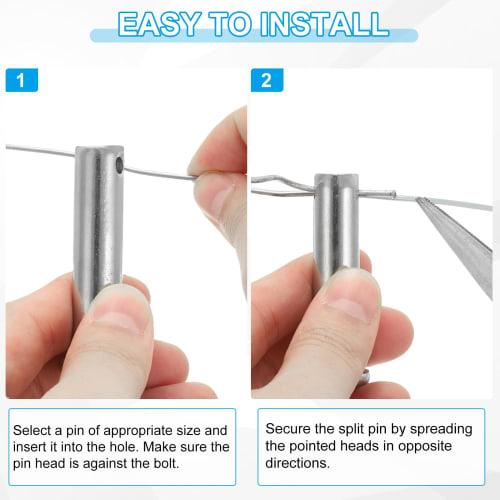 PATIKIL Clevis Pins, 4pcs, 8mm X 45mm, Single Hole, 304 Stainless Steel, Flat Head Pins for Machinery, Furniture, and Lawn Mowers, Silver