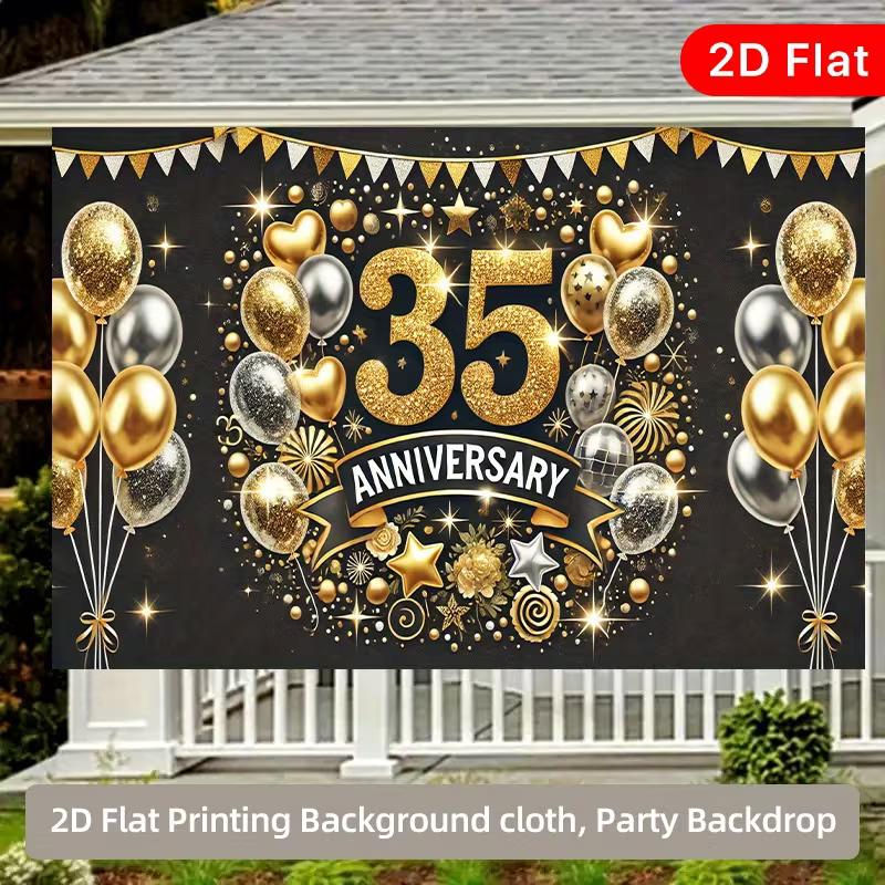 Sfondo per Celebrazione 35° Anniversario 2D, Sfondo Fotografico Scintillante Nero Oro