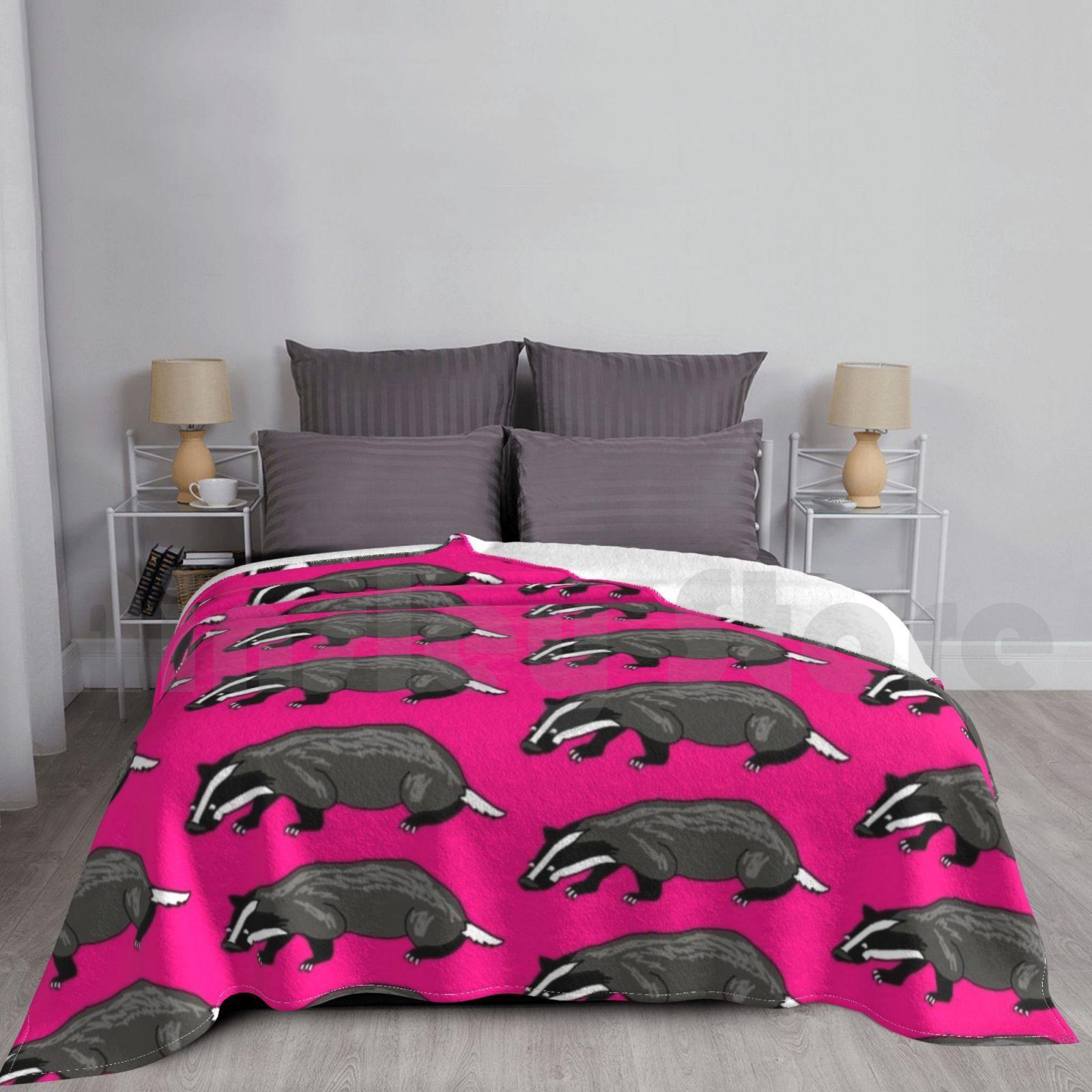 Badger Badger Badger Badger Badger Badger Blanket For Sofa Bed Travel Badger Cartoon Pink Cute Funny Ellen Size: 75*100cm, Weight: 230 GSM