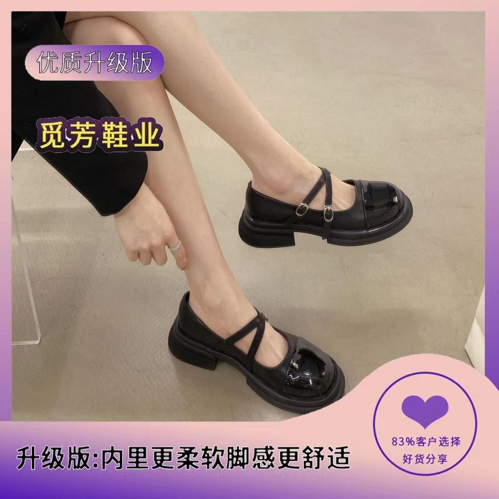 2025 printemps nouveau style collège britannique petites chaussures en cuir rétro couleur assortie bout rond bouche légère chaussures Mary Jane françaises enfants