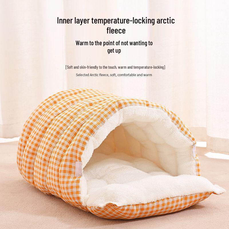 All-Season Warm Pet Nest: Cat & Dog Bed, Enclosed, Removable & Washable