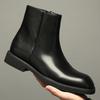 Neuer Trend Leder Reißverschluss Kurze Stiefel Herren High Top Britische Eckige Spitze Martin Stiefel Herrenschuhe Chelsea Boots Flache Sohle