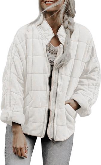 Women s Long-Sleeve Fleece-Lined Warm Coat With Lapel Collar L бежевый