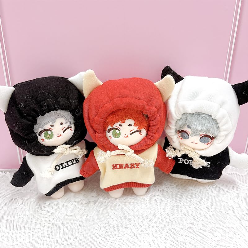 White 10cm Plush Hoodie with Horns, Cotton Doll Clothes, g.triger, for Oshi-Nui (Pre-owned)