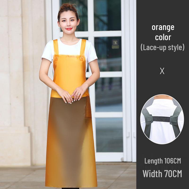 Waterproof Oil-Proof Soft Leather Apron for Kitchen, Dishwashing, Seafood Prep, and Catering - Unisex Long Style.